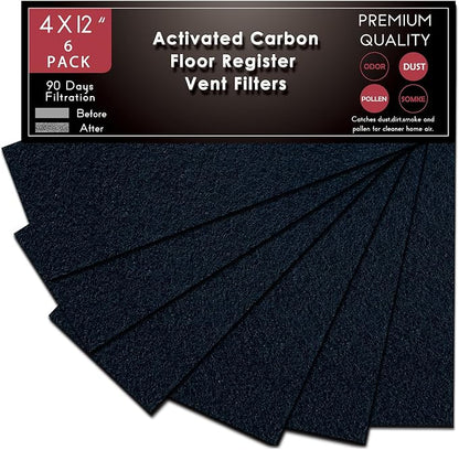 Carbon Filter 4" x 12" Activated Charcoal Air Vent Floor Heater Pre-Filter by Hoctsom