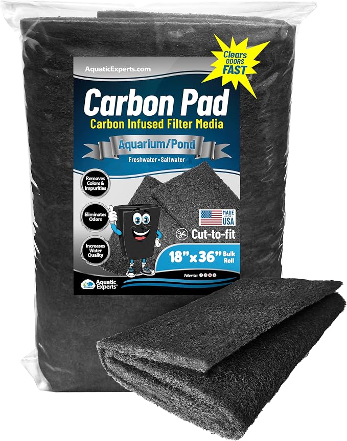 Aquarium Carbon Pad – Cut‑to‑Fit Carbon Infused Filter Pad Media by AquaticExperts