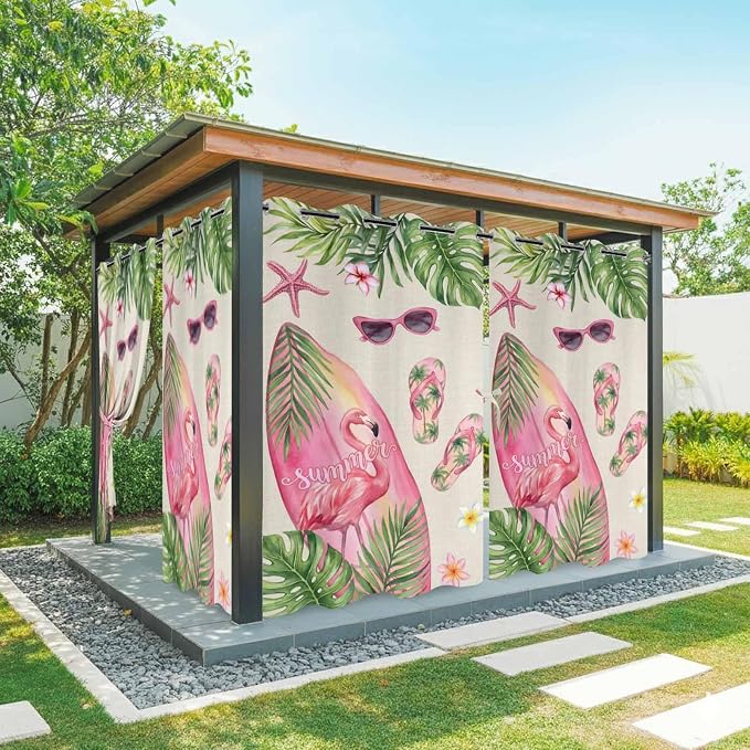 Summer Flamingbirds Outdoor Curtains by Unknown