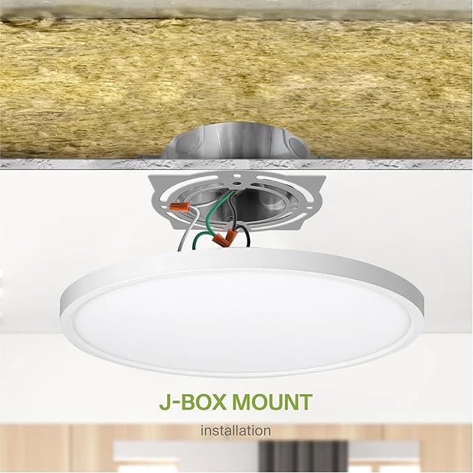 ASD LED 12" Round Flush Mount Ceiling Light Fixture, Low Profile Surface Lighting | 5CCT, Dimmable, Ultra-Thin, ETL Listed | 24W 1900LM 2700-6000K 120V | Kitchen, Bedroom, Hallway Lamp | White