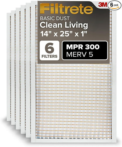 Filtrete 14x25x1 AC Furnace Air Filter, MERV 5, MPR 300, Capture Unwanted by Filtrete