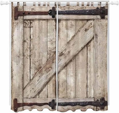 Farmhouse Wood Grain Living Room Curtains 84 Inch Length, Window Curtains Tab by Unknown