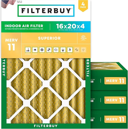 Filterbuy 16x20x4 Air Filter MERV 11 Superior Pet & Allergy Defense, by Filterbuy