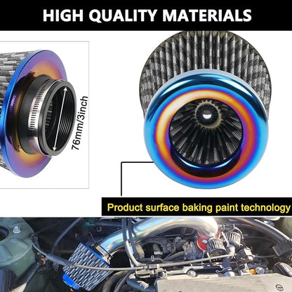 Cold Air Intake Filter, High Performance, Washable Filter, Clamp-On Replacement - Image 3