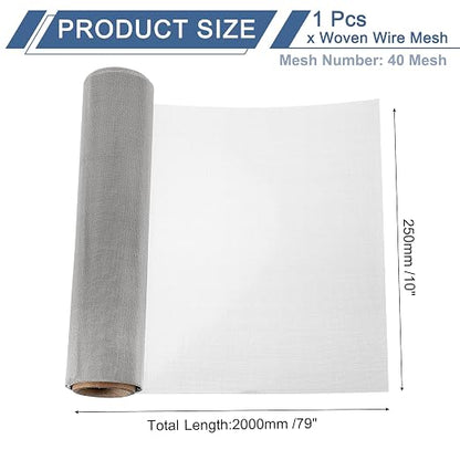 uxcell 40 Mesh 79" x 10" Woven Wire Mesh, 304 Stainless Steel Air Vent Filter - Image 2