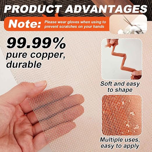 Zonon 99.999% Pure Copper Mesh Screen 36" x 25', 0.11in Wire Diameter, 16x16 - Image 3