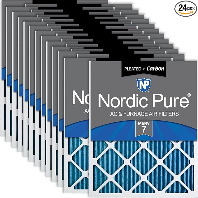 Nordic Pure 20x25x1 Pleated Air Filters MERV 7 Plus Carbon 24 Pack by NordicPure