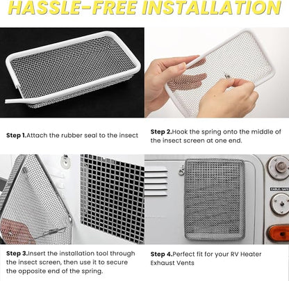 SheeChung RV Furnace Vent Screen, Flying Insect Screen Water Heater Cover - Image 5
