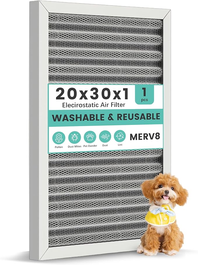 20x30x1 Reusable HVAC Furnace Air Filter, Washable Electrostatic Furnace Filter by KEYINGXUAN