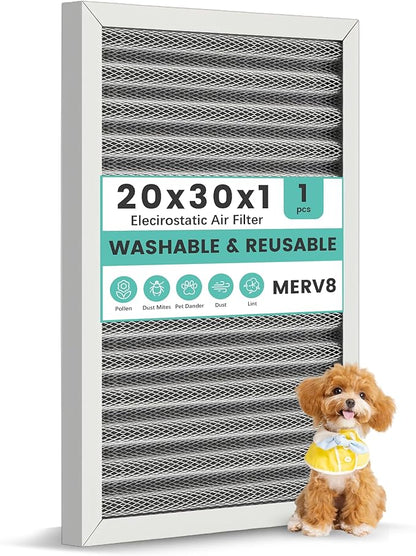20x30x1 Reusable HVAC Furnace Air Filter, Washable Electrostatic Furnace Filter by KEYINGXUAN