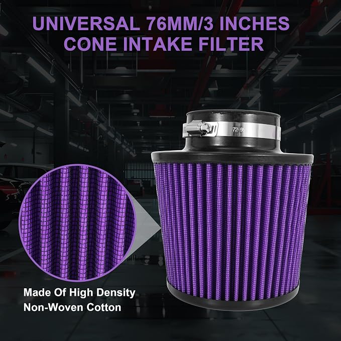 Cold Air Intake Filter High Performance Washable Filter Clamp-On Replacement - Image 6