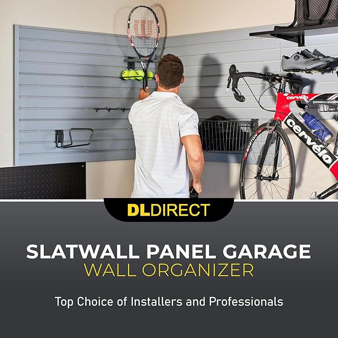DLDIRECT 36" X 48" - Grey Slatwall Panel Garage Organizer: Heavy Duty Wall Mounted PVC Rack, Interlocking Slat Paneling for Garage Storage, Slotwall Board, Shelves System