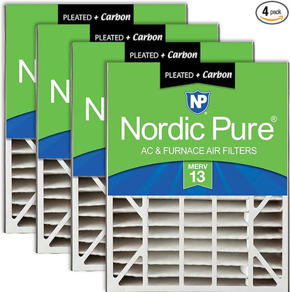 Nordic Pure 20x25x5 Air Bear AC Filter Replacement MERV 13 Plus Carbon 4 Pack by NordicPure