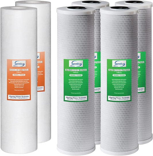 iSpring F6WGB32B 4.5” x 20” 3-Stage Whole House Water Filter Replacement Pack by iSpring