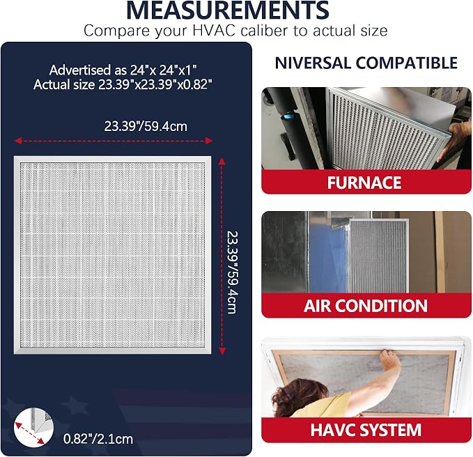 24x24x1 Electrostatic Air Filter, Washable & Reusable Aluminum AC/HVAC Furnace - Image 5