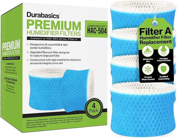 Durabasics 4 Pack of Premium Humidifier Filters Compatible by Durabasics