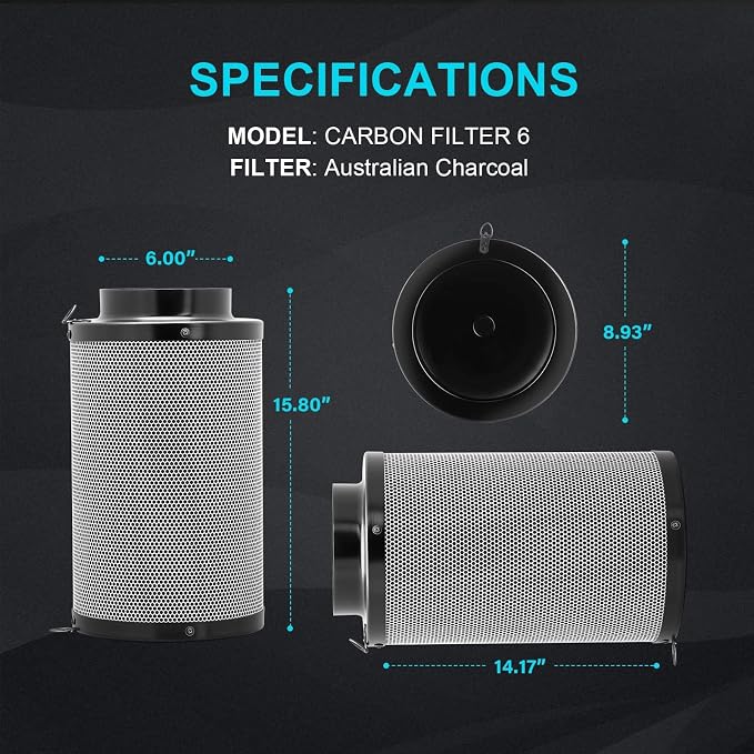 iPower 6 Inch Air Carbon Filter Odor Control - Image 2