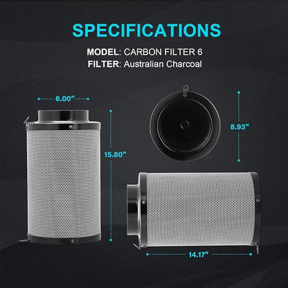 iPower 6 Inch Air Carbon Filter Odor Control - Image 2