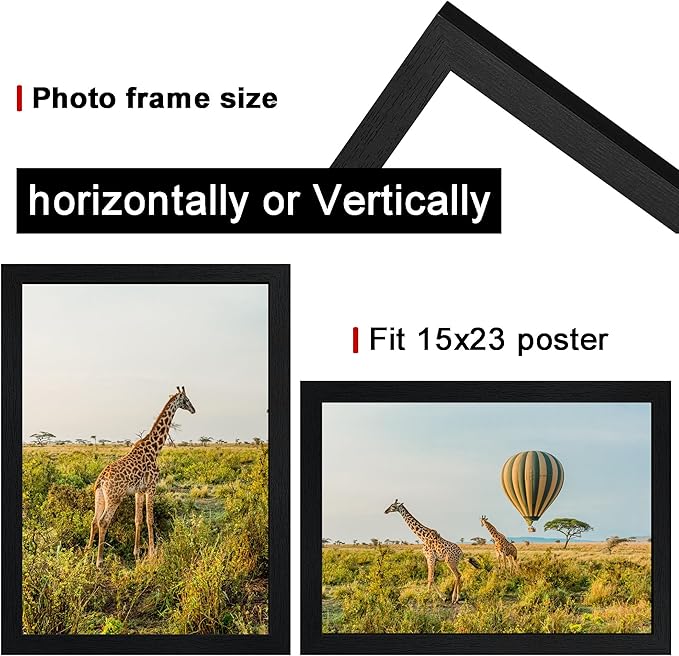 TKYGU 15x23 Picture Frame Set of 3, Wooden Frame Black for 15x23 Inch Picture Poster Photo with Durable Shatter Resistant Plexiglass,Wall Gallery Poster Photo frame 23 by 15 Frame for Wall best gift