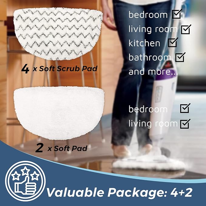 Flammi 4 Scrub+2 Soft Steam Mop Replacement Pad & 6 Scent Discs - Image 2