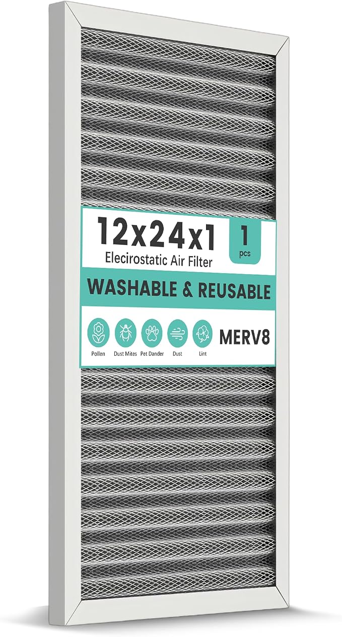 12x24x1 HVAC Furnace Air Filter, Washable Electrostatic Furnace Filter by KEYINGXUAN