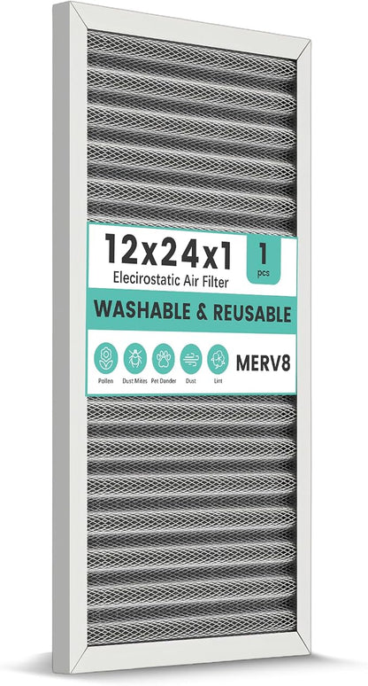 12x24x1 HVAC Furnace Air Filter, Washable Electrostatic Furnace Filter by KEYINGXUAN