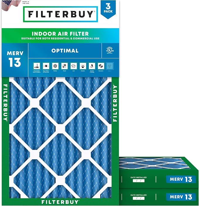 Filterbuy 16x24x2 Air Filter MERV 13 Optimal Smoke & Allergy Defense, by Filterbuy