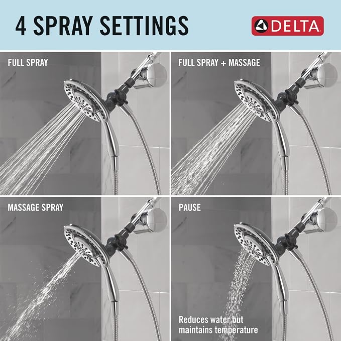 Delta Faucet 4-Setting In2ition 2-in-1 Dual Shower Head - Image 6