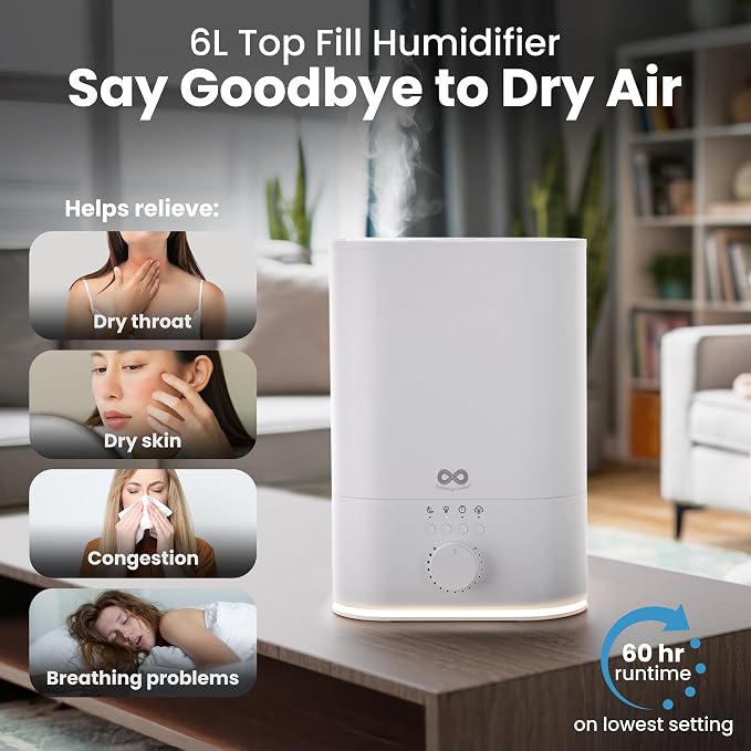 Everlasting Comfort 6L Humidifier Large Room, High Mist Output 60 HR Runtime - Image 3