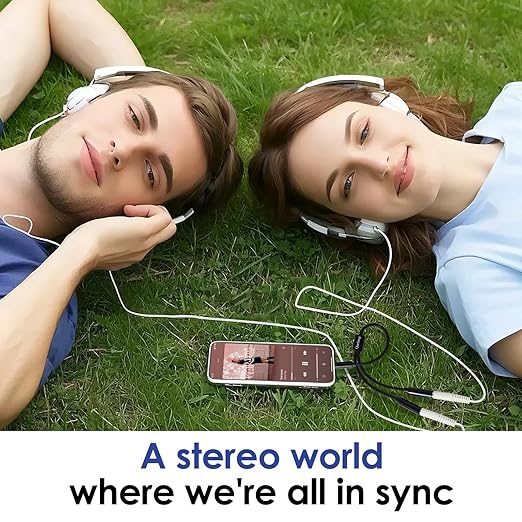 Quelong 1Pcs Headphone Splitter, Dual Headphone Nylon Braided Extension Cable, Hi-Fi Audios Stereo Y Splitter 3.5mm 2 Female 1 Male, Suitable for Phones, PS4, Amplifiers, Smartphones, Tablets,etc.