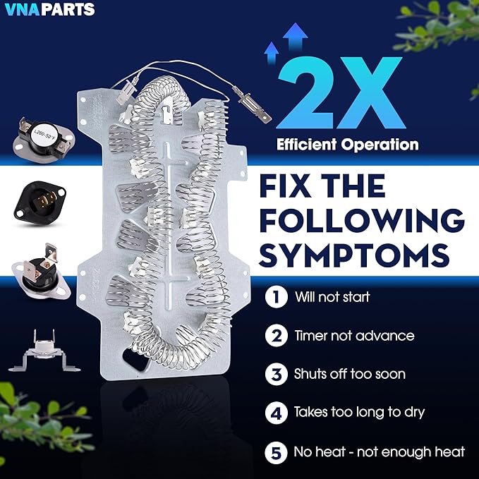 DV42H5200EP A3 DV42H5200EF A3 DV5451AEW XAA DV40J3000EW A2 DVE50R5400V A3 DV219AEW XAA Dryer Heating Element And Thermostat Replaces For Samsung DV395ETPASU A1 DV448AEP XAA DV350AEW XAA DV330AEB XAA