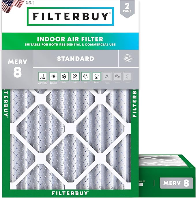 Filterbuy 18x20x4 Air Filter MERV 8 Essential Dust & Allergy Defense, by Filterbuy