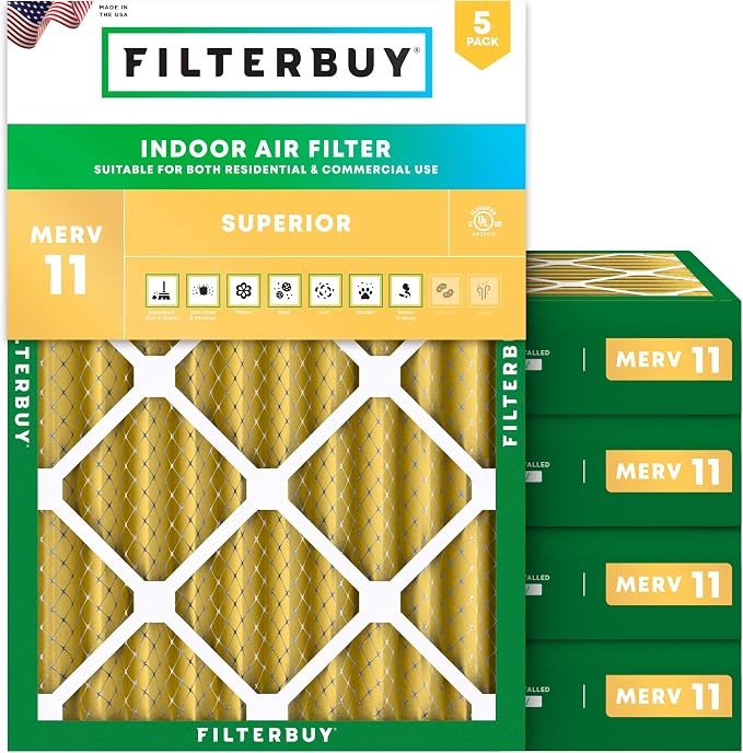 Filterbuy 20x25x4 Air Filter MERV 11 Superior Pet & Allergy Defense, by Filterbuy