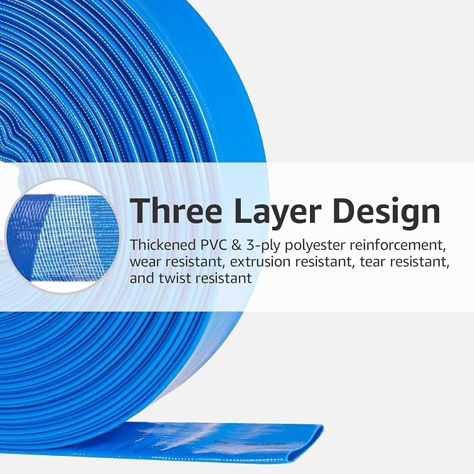 1.25" x 100 FT Pool Backwash Hose, Heavy Duty PVC Discharge Hose, Lay Flat - Image 2