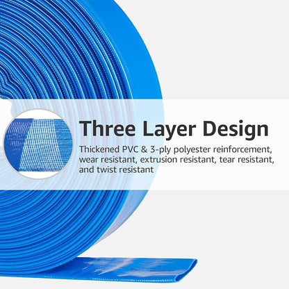 1.25" x 100 FT Pool Backwash Hose, Heavy Duty PVC Discharge Hose, Lay Flat - Image 2