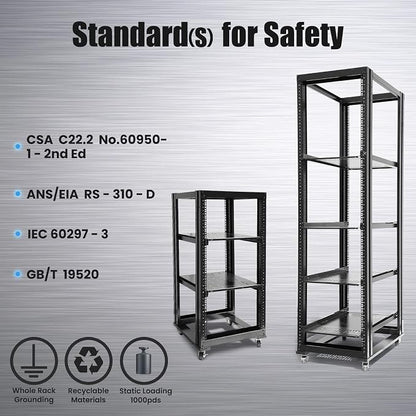 RAISING ELECTRONICS 27U 4 Post Open Frame Network Server Rack 19inch Width - Image 6
