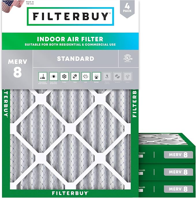 Filterbuy 30x32x2 Air Filter MERV 8 Essential Dust & Allergy Defense, by Filterbuy