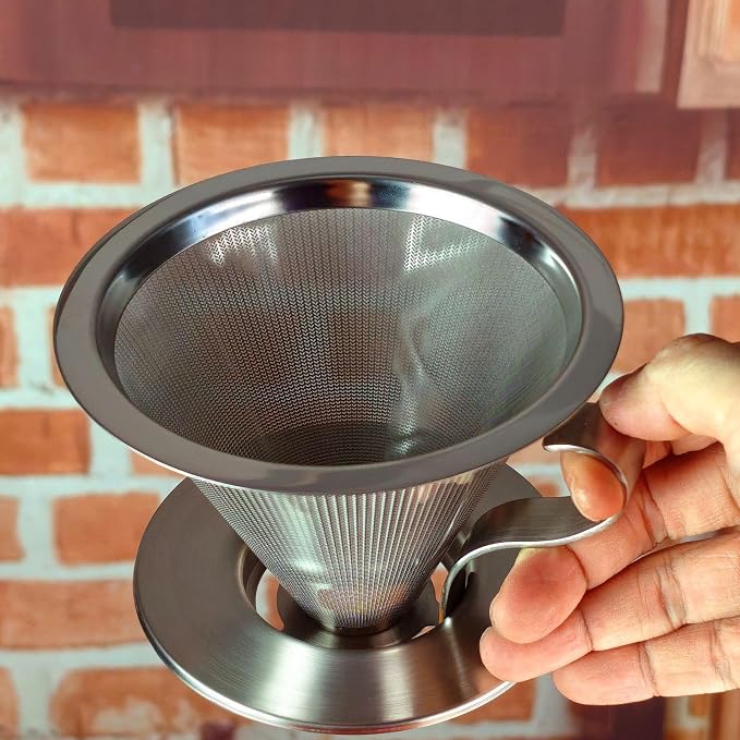 Paperless Pour Over Coffee Strainer, Premium Stainless Steel Coffee Dripper - Image 2