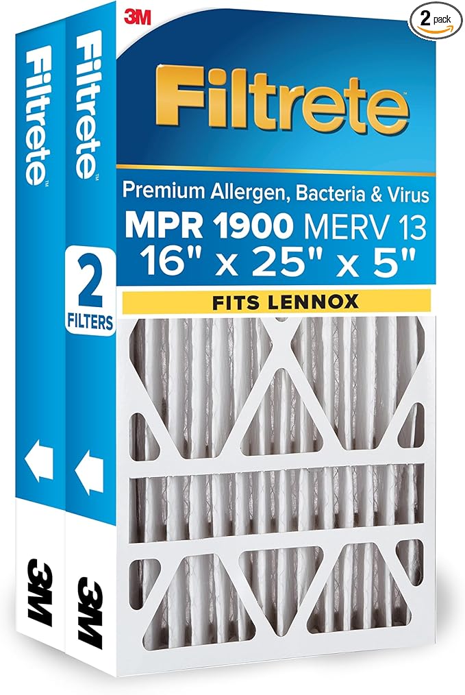 Filtrete 16x25x5 AC Furnace Air Filter, MERV 13, MPR 1900, Premium Allergen by Filtrete