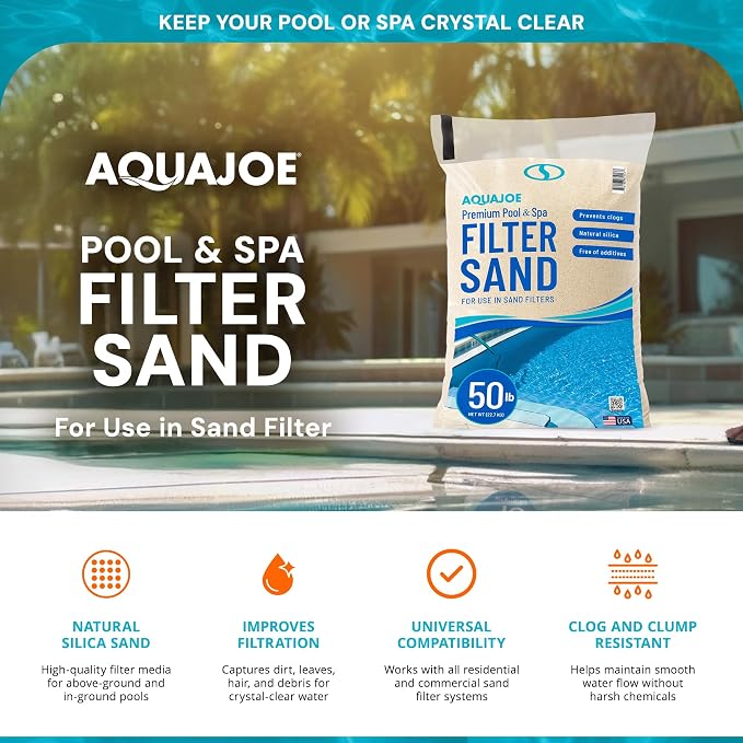 Aqua Joe Premium Pool and Spa Filter Sand, Natural Silica, 50 Lb Bag - Image 2