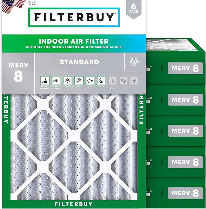 Filterbuy 13x20x4 Air Filter MERV 8 Essential Dust & Allergy Defense, by Filterbuy