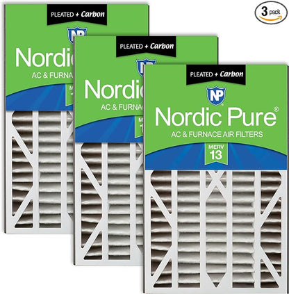 Nordic Pure Air Bear Cub 16x25x3 Air Filter Replacement MERV 13 Plus Carbon 3 by NordicPure