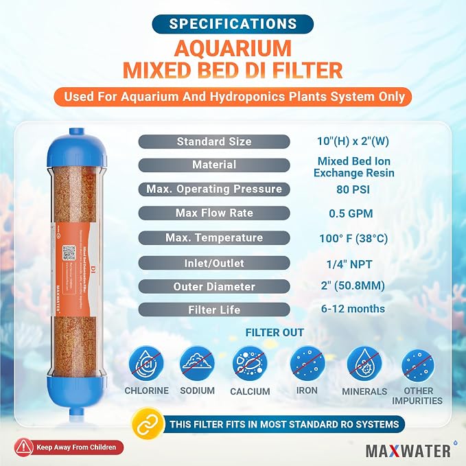 10" Refillable Mixed Bed Ion Exchange Aquarium Filter - Image 3