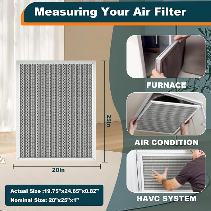 20x25x1 Reusable Air Filter, MERV 8, Permanent Electrostatic Air Filter - Image 3
