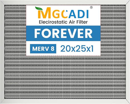 20x25x1 HVAC Furnace Air Filter, Lasts a Lifetime, Merv 8, the Last HVAC Filter by MGCADI