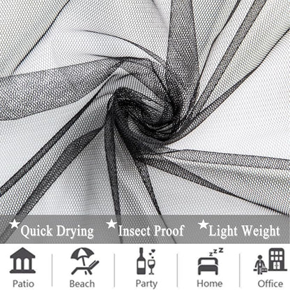 10 x 10 Outdoor Black Tulle Backdrop Curtains Waterproof Voile Sheer Screen - Image 7
