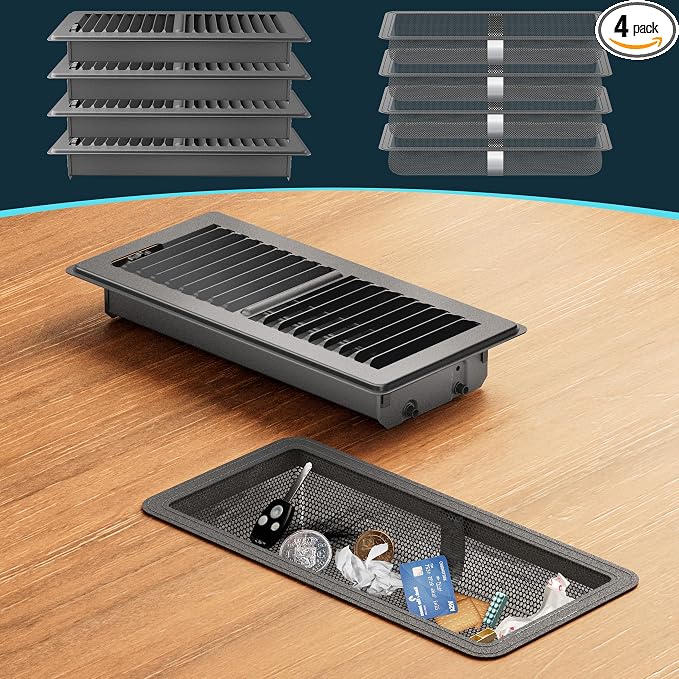 Floor Register 4 x 10 Inch, HG Power 4 Pack Heavy Duty Floor Vent Covers by HGPOWER