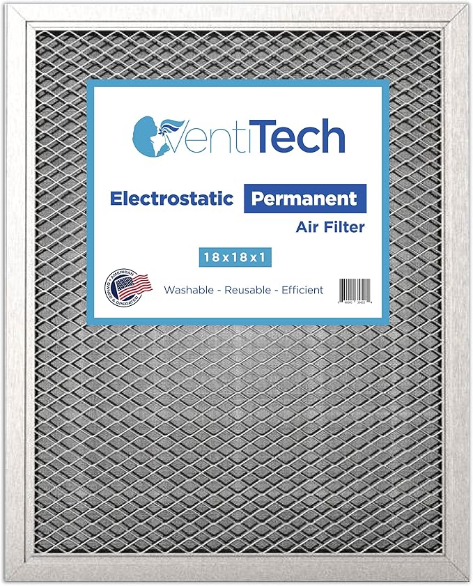 18x18x1 Washable Electrostatic Air Filter. Reusable HVAC & Furnace Air Filter by VentiTech