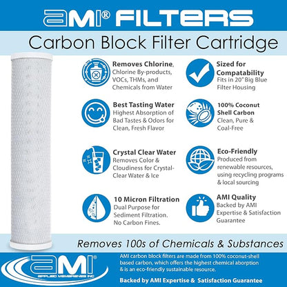 APPLIED MEMBRANES INC. 4.5" x 20" Carbon Water Filter | Whole House or - Image 4
