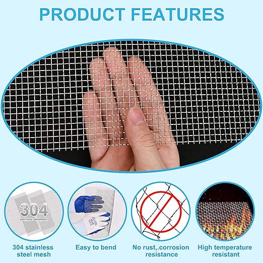 4 Pcs 13x9 5 Mesh 304 Stainless Steel Wire Mesh Sheet, Rustproof Metal Mesh - Image 5
